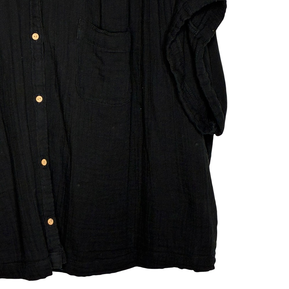 Old Navy XXL Womens Black Cotton Gauze Oversized Shirt Button Down Boxy Oversize - Picture 5 of 8